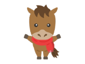 マフラーをつけた、馬のキャラクターの無料イラスト｜午年素材・商用利用可フリー素材（透過PNG）