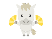 扇子を持った、白馬のキャラクター無料イラスト｜午年素材・商用利用可フリー素材（透過PNG）