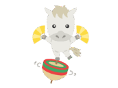 コマに乗った、白馬のキャラクター無料イラスト｜午年素材・商用利用可フリー素材（透過PNG）