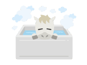お風呂に入る、白馬のキャラクターの無料イラスト｜午年素材・商用利用可フリー素材（透過PNG）