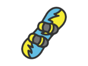 スノーボードのアイコン（線画カラー）の無料イラスト｜透過PNG・商用利用OK