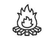 焚き火のアイコン（線画）の無料イラスト｜透過PNG・商用利用OK