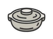 蓋をした、土鍋のアイコン（線画カラー）の無料イラスト｜透過PNG・商用利用OK