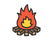 焚き火のアイコン（線画カラー）の無料イラスト｜透過PNG・商用利用OK