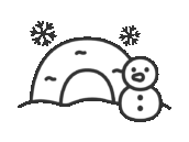 雪で作った、鎌倉のアイコン（線画）の無料イラスト｜透過PNG・商用利用OK
