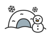 雪で作った、鎌倉のアイコン（線画カラー）の無料イラスト｜透過PNG・商用利用OK