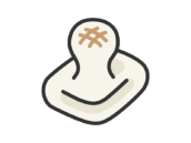 膨らんだ、餅のアイコン（線画カラー）の無料イラスト｜透過PNG・商用利用OK