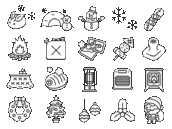 冬シーズンのアイコン（線画）の無料イラストセット｜透過PNG・商用利用OK