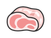 生の、豚肉ブロックのアイコン（線画カラー）の無料イラスト｜透過PNG・商用利用OK