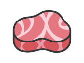生の、フィレステーキ肉のアイコン（線画カラー）の無料イラスト｜透過PNG・商用利用OK