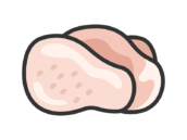 生の、鶏もも肉のアイコン（線画カラー）の無料イラスト｜透過PNG・商用利用OK