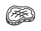 焼いた、牛ステーキ肉のアイコン（線画）の無料イラスト｜透過PNG・商用利用OK