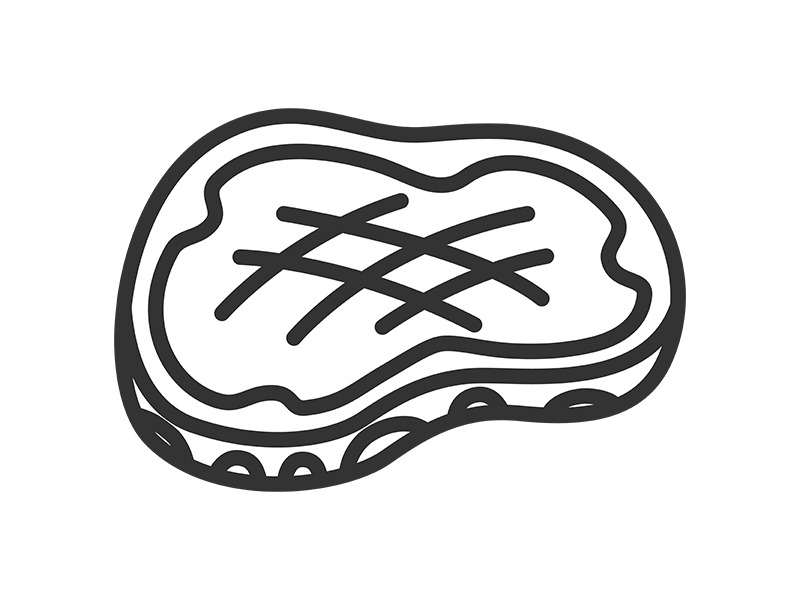 焼いた、牛ステーキ肉のアイコン(線画)の無料イラスト|透過PNG・商用利用OK
