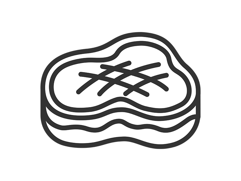 焼いた、フィレステーキ肉のアイコン(線画)の無料イラスト|透過PNG・商用利用OK