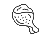 生の、手羽元のアイコン（線画）の無料イラスト｜透過PNG・商用利用OK