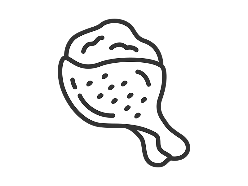 生の、手羽元のアイコン(線画)の無料イラスト|透過PNG・商用利用OK