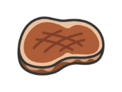 焼いた、牛ステーキ肉のアイコン（線画カラー）の無料イラスト｜透過PNG・商用利用OK