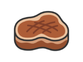 焼いた、フィレステーキ肉のアイコン（線画カラー）の無料イラスト｜透過PNG・商用利用OK