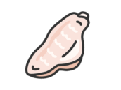 生の、手羽中のアイコン（線画カラー）の無料イラスト｜透過PNG・商用利用OK