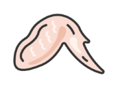 生の、手羽先のアイコン（線画カラー）の無料イラスト｜透過PNG・商用利用OK