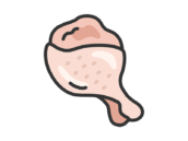 生の、手羽元のアイコン（線画カラー）の無料イラスト｜透過PNG・商用利用OK