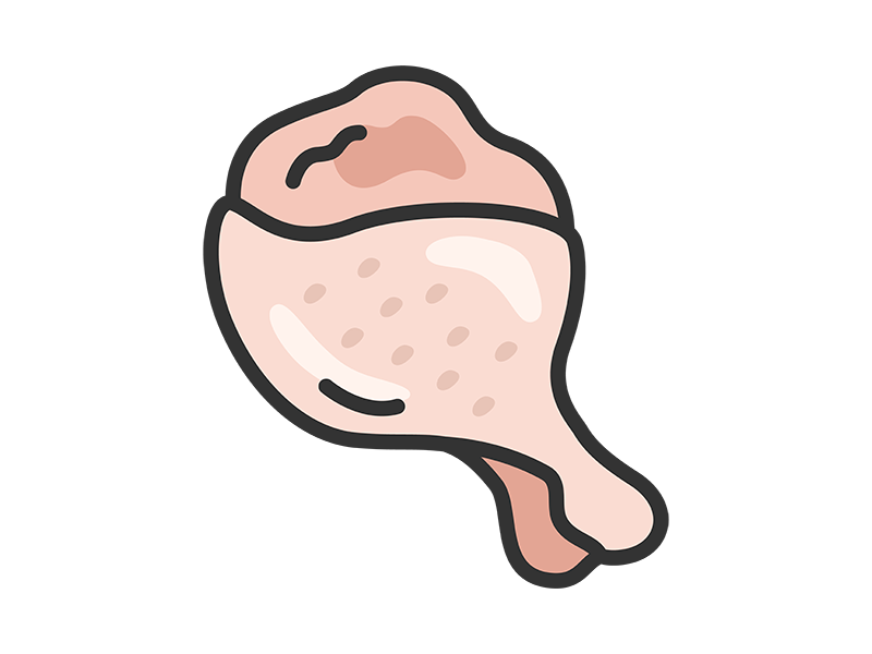 生の、手羽元のアイコン(線画カラー)の無料イラスト|透過PNG・商用利用OK
