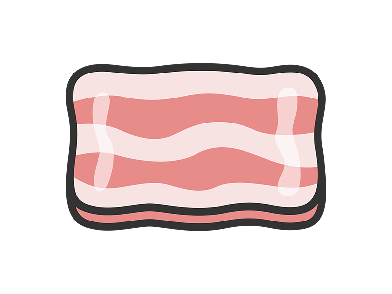 生の、豚バラ肉スライスのアイコン(線画カラー)の無料イラスト|透過PNG・商用利用OK