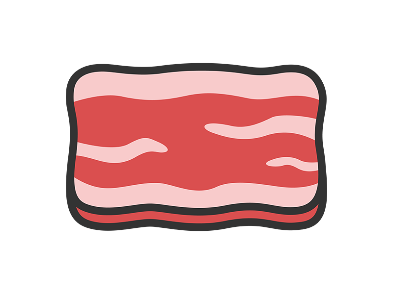 生の、牛バラ肉スライスのアイコン(線画カラー)の無料イラスト|透過PNG・商用利用OK