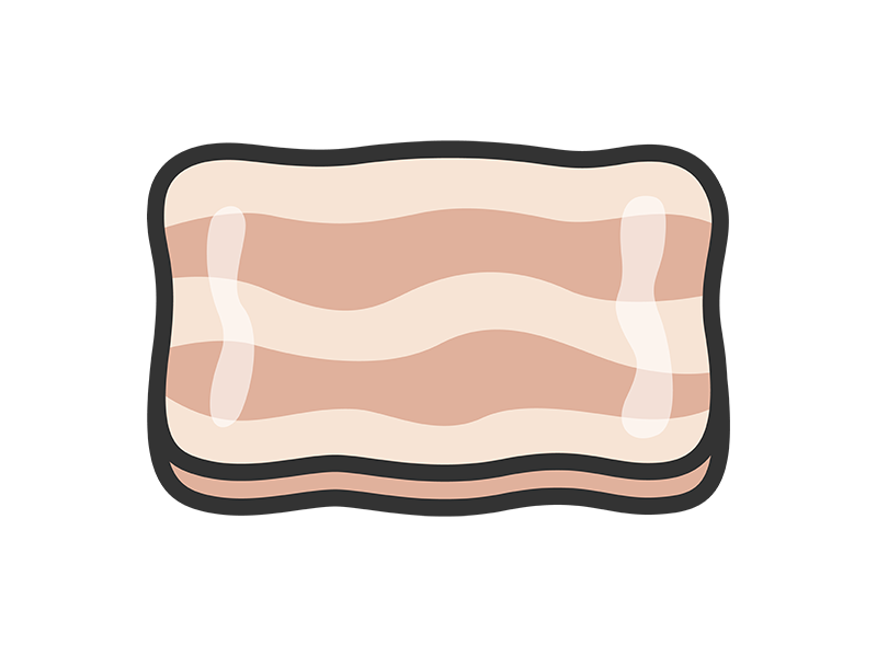 焼いた、豚バラ肉スライスのアイコン(線画カラー)の無料イラスト|透過PNG・商用利用OK