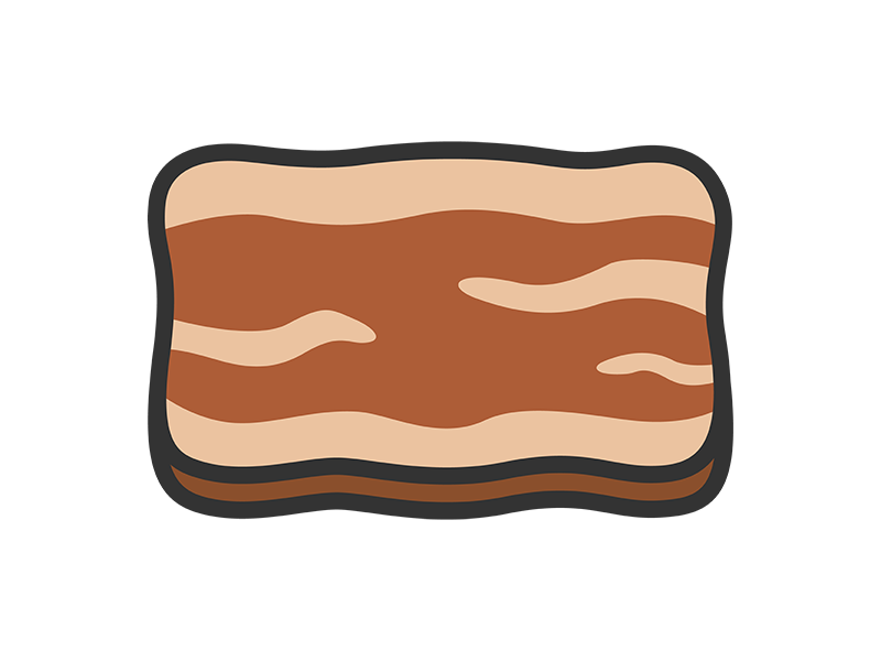 焼いた、牛バラ肉スライスのアイコン(線画カラー)の無料イラスト|透過PNG・商用利用OK