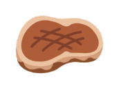 焼いた、牛ステーキ肉のアイコンの無料イラスト｜透過PNG・商用利用OK