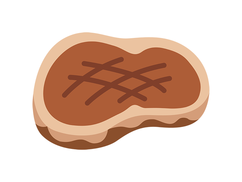 焼いた、牛ステーキ肉のアイコンの無料イラスト|透過PNG・商用利用OK