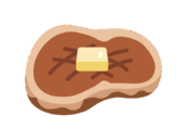 バターをのせた、牛ステーキ肉のアイコンの無料イラスト｜透過PNG・商用利用OK