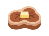 バターをのせた、焼いたフィレステーキ肉のアイコンの無料イラスト