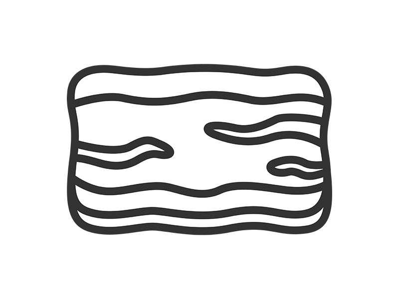 牛バラ肉スライスのアイコン(線画)の無料イラスト|透過PNG・商用利用OK