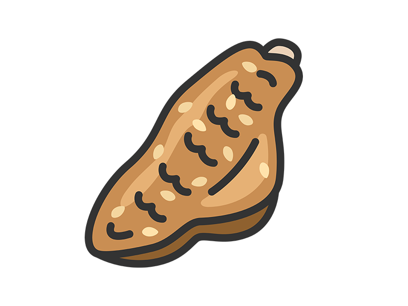 手羽中の唐揚げのアイコン(線画カラー)の無料イラスト|透過PNG・商用利用OK