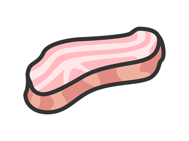 ブロックベーコンのアイコン(線画カラー)の無料イラスト|透過PNG・商用利用OK