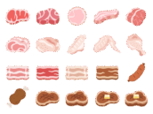 いろいろな種類の肉のアイコンの無料イラストセット｜透過PNG・商用利用OK