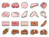 牛豚鶏のいろいろな部位の、お肉アイコンのイラスト特集【商用利用可能・無料イラスト・フリー素材】