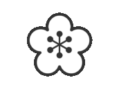 梅の花のアイコン（線画）の無料イラスト