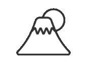 富士山と太陽のアイコン（線画）の無料イラスト｜透過PNG・商用利用OK