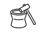 餅つきの杵と臼のアイコン（線画）の無料イラスト｜透過PNG・商用利用OK