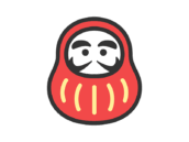 縁起物の、赤色の達磨のアイコン（線画カラー）の無料イラスト｜透過PNG・商用利用OK