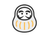 縁起物の、白色の達磨のアイコン（線画カラー）の無料イラスト｜透過PNG・商用利用OK