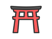 神社の鳥居のアイコン（線画カラー）の無料イラスト｜透過PNG・商用利用OK