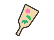 羽子板のアイコン（線画カラー）の無料イラスト｜透過PNG・商用利用OK