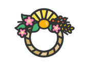 正月のしめ縄のアイコン（線画カラー）の無料イラスト｜透過PNG・商用利用OK