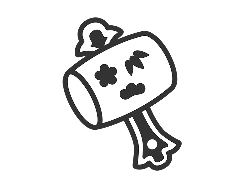 打ち出の小槌のアイコン(線画)の無料イラスト|透過PNG・商用利用OK