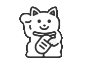 招き猫のアイコン（線画）の無料イラスト｜透過PNG・商用利用OK