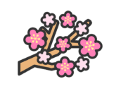 梅の木のアイコン（線画カラー）の無料イラスト｜透過PNG・商用利用OK